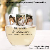 Mr & Mrs Elegant 3 Foto Bride Groom Wedding Weinglas Ohne Stiel