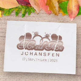 Mr & Mrs. Elegant Classic Rose Gold Folie Newlywed Große Geschenktüte