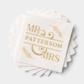 Mr & Mrs. Elegant Floral Wedding Servietten Mit Folie (Insitu (Gestapelt))