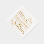 Mr & Mrs. Elegant Floral Wedding Servietten Mit Folie (Rechts)