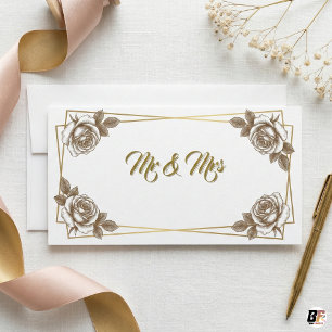 Mr & Mrs Elegant Gold Geometrisch Vintage Blumen H Feiertagskarte