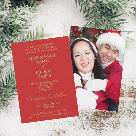 Mr & Mrs. Elegant Gold Script Red Wedding Einladung