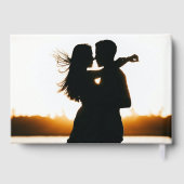 Mr & Mrs Elegant Modern Foto Heart Wedding Black Gästebuch (Rückseite)