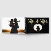 Mr & Mrs Elegant Modern Foto Heart Wedding Black Gästebuch (Voll)