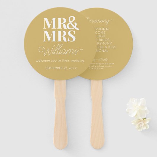 Mr & Mrs Elegant Modern Minimalistisch Wedding Pro Fächer (Vorne und Hinten)