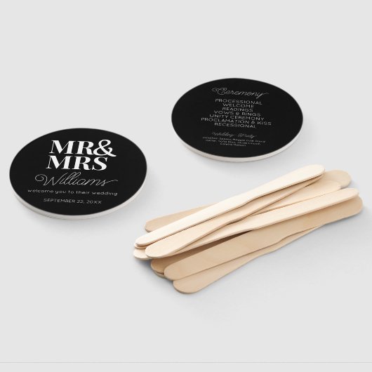 Mr & Mrs Elegant Modern Minimalistisch Wedding Pro Fächer (Non-assembled)