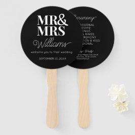 Mr & Mrs Elegant Modern Minimalistisch Wedding Pro Fächer