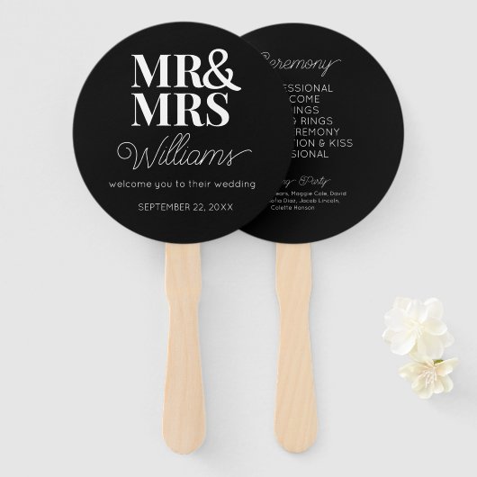 Mr & Mrs Elegant Modern Minimalistisch Wedding Pro Fächer (Vorne und Hinten)