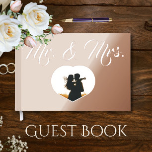 Mr & Mrs Elegant Rose Gold Foto Heart Wedding Gästebuch