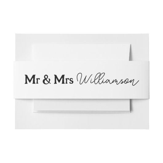 Mr & Mrs. Elegant Script Einladung Belly Band (Vorderseite Beispiel)
