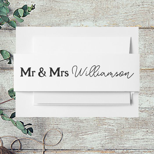 Mr & Mrs. Elegant Script Einladung Belly Band