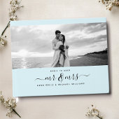 Mr & Mrs. Elegant Script Light Blue Foto Wedding Gästebuch