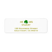 MR & MRS. Elegantes Irish Kleeblatt Label Template (Vorne)