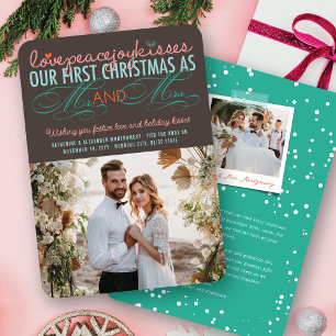 Mr & Mrs Erstes Weihnachten Mistelzweig Foto Hochz