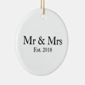 Mr & Mrs Est. Year Elegant Personalized Couple Keramik Ornament (Rechts)
