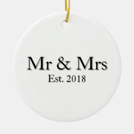 Mr & Mrs Est. Year Elegant Personalized Couple  Keramik Ornament
