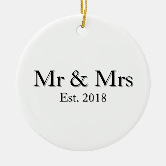 Mr & Mrs Est. Year Elegant Personalized Couple Keramik Ornament (Vorne)