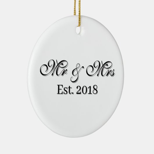 Mr & Mrs Est. Year Personalized Couple Design Keramik Ornament (Rechts)