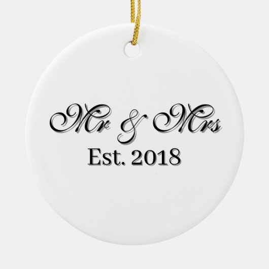 Mr & Mrs Est. Year Personalized Couple Design Keramik Ornament (Vorne)