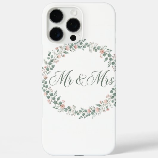 Mr & Mrs Eucalyptus Wreath iPhone Case (Rückseite)