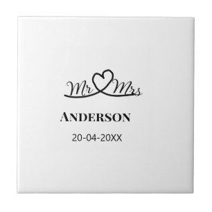 Mr & Mrs Familienname Datum Jahr Hochzeitsgeschenk Fliese