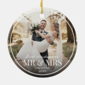 Mr & Mrs First Chirstmas Boarder Custom Photo  Keramik Ornament (Hinten)