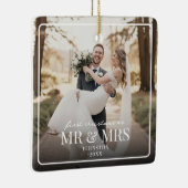 Mr & Mrs First Chirstmas Boarder Custom Photo  Keramikornament (Rechts)