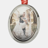 Mr & Mrs First Chirstmas Boarder Custom Photo Ornament Aus Metall (Links)