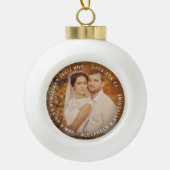 Mr & Mrs. First Christmas Circle Text Wedding Foto Keramik Kugel-Ornament (Vorderseite)