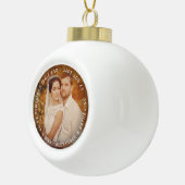 Mr & Mrs. First Christmas Circle Text Wedding Foto Keramik Kugel-Ornament (Rechts)