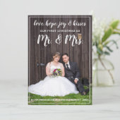 Mr & Mrs. First Christmas Feiertagskarte (Stehend Vorderseite)