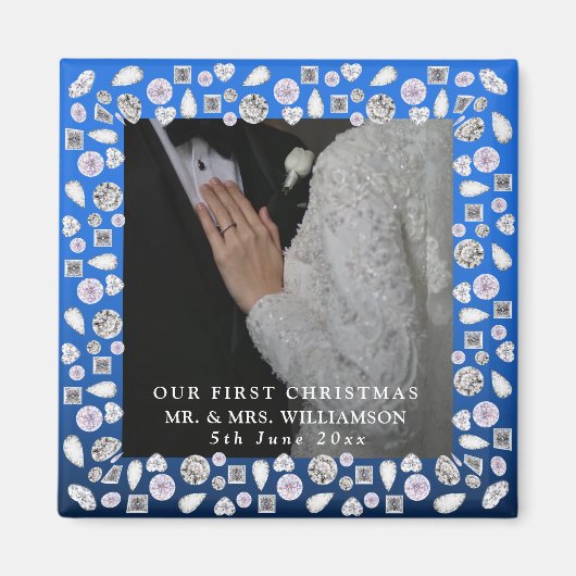 Mr & Mrs. First Christmas Foto Wedding Magnet (Vorne)