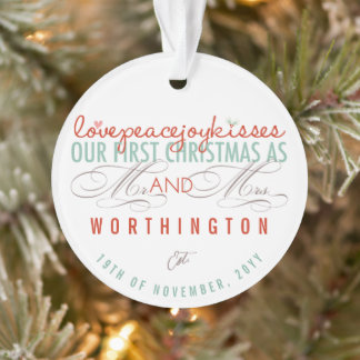 Mr & Mrs. First Christmas Mistletoes Foto Wedding Ornament