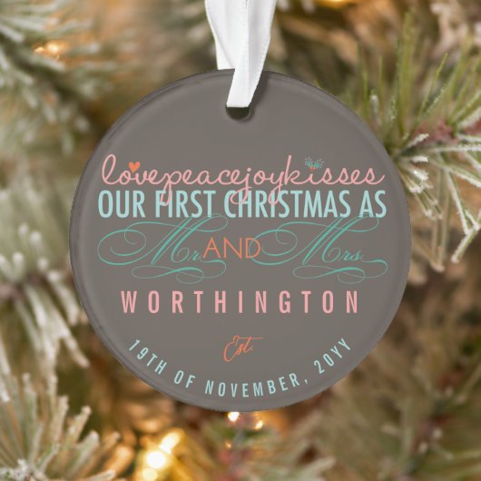 Mr & Mrs. First Christmas Mistletoes Foto Wedding Ornament (Baum)