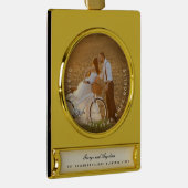 Mr & Mrs. First Christmas Simple Text Circle Foto Banner-Ornament Gold (Rechts)