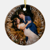 Mr & Mrs. First Christmas Simple Text Circle Foto Keramik Ornament (Vorne)