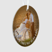 Mr & Mrs. First Christmas Simple Text Circle Foto Ornament (Vorderseite)