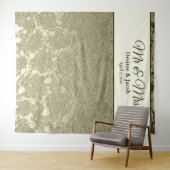 Mr & Mrs Floral Elegant Sage Green Elfenbeinhinter Wandteppich (Beispiel (Horizontal))