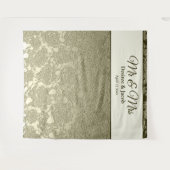 Mr & Mrs Floral Elegant Sage Green Elfenbeinhinter Wandteppich (Vorderseite (Horizontal))