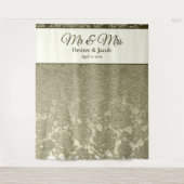 Mr & Mrs Floral Elegant Sage Green Elfenbeinhinter Wandteppich (Vorderseite)