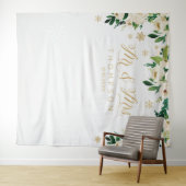 Mr & Mrs floral winter snowflakes wedding banner Wandteppich (Beispiel (Horizontal))