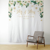 Mr & Mrs floral winter snowflakes wedding banner Wandteppich (Beispiel)