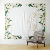 Mr & Mrs floral winter wedding banner backdrop Wandteppich (Beispiel (Horizontal))