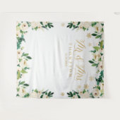 Mr & Mrs floral winter wedding banner backdrop Wandteppich (Vorderseite (Horizontal))