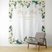 Mr & Mrs floral winter wedding banner backdrop Wandteppich (Beispiel)