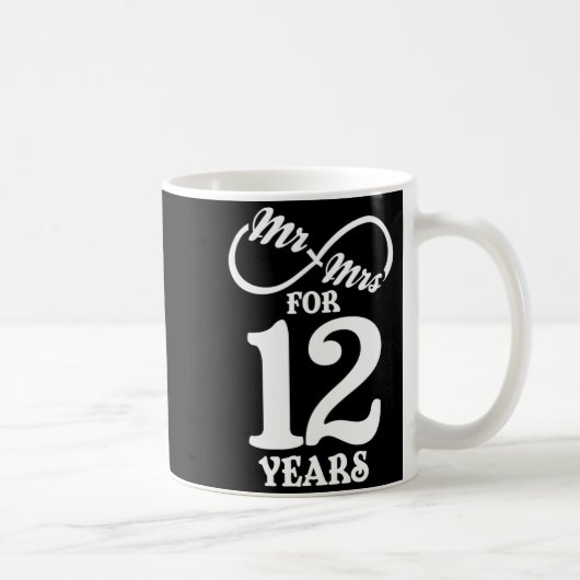 Mr Mrs For 12 Years 1st Wedding Anniversary Kaffeetasse (Rechts)