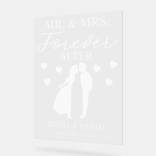 Mr. & Mrs. Forever After Personalized Wedding Acrylschild (Winkel)