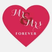 Mr & Mrs Forever Romantic Herz-Aufkleber (Vorderseite)