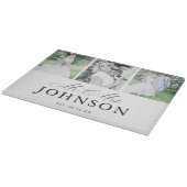 Mr & Mrs. Foto Collage Moderne Monogram Schneidebrett (Ecke)