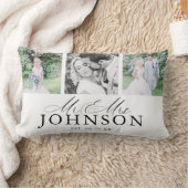 Mr & Mrs. Foto Collage Modernes Monogram Kissen (Decke)